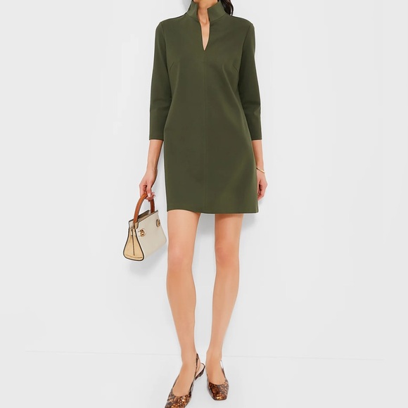 Tuckernuck Olive Green Faux Suede Shift Dress Size XS NWT Chic Fall Mini - Picture 1 of 9